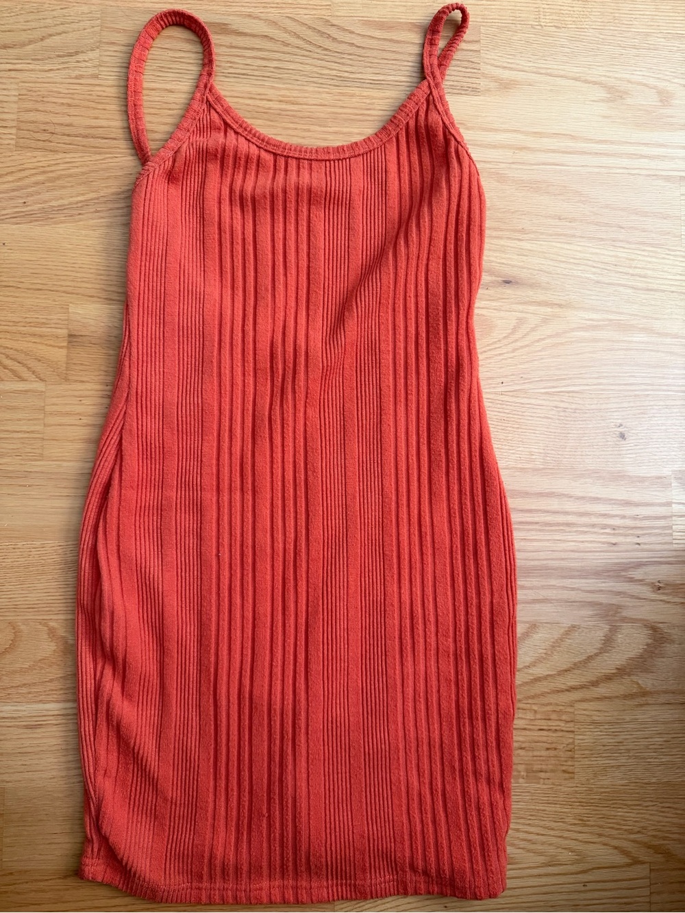 SHEIN Ribbed Spaghetti Strap Mini Dress - Coral